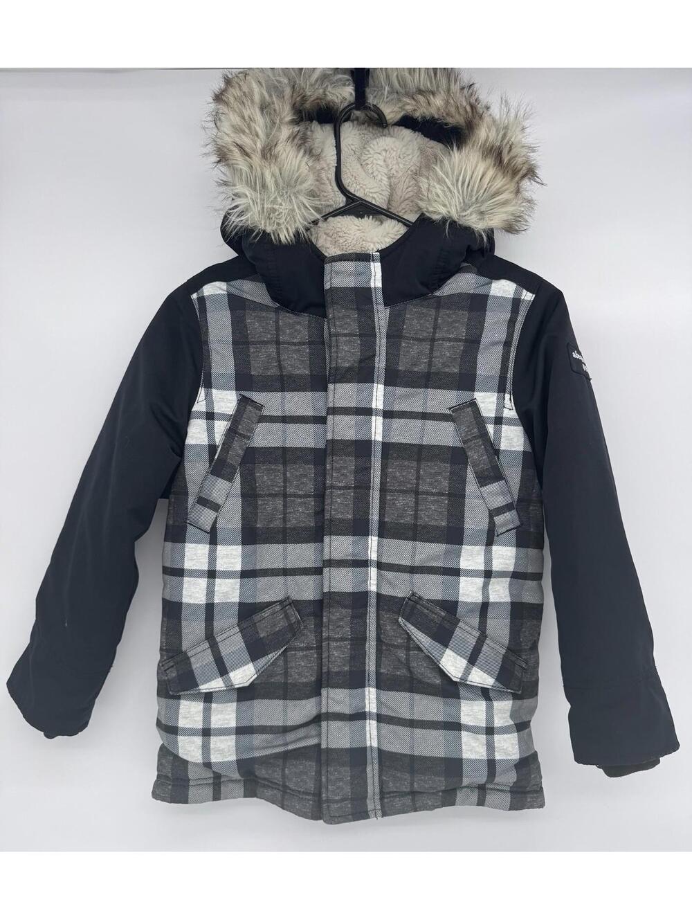 Kids Abercrombie Hooded Fleece Lined Plaid Coat Size 7/8 Unisex